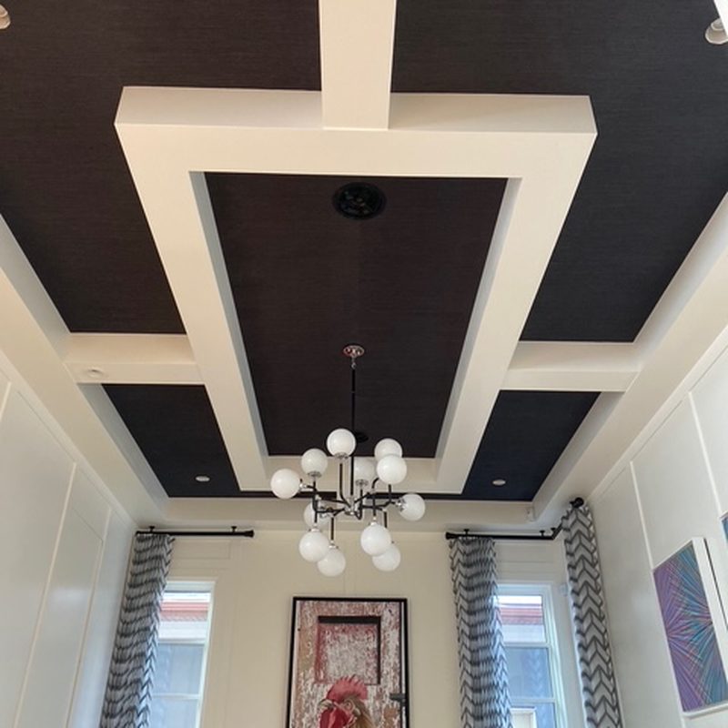 Bearspaw black coffered ceiling wallcovering dining room