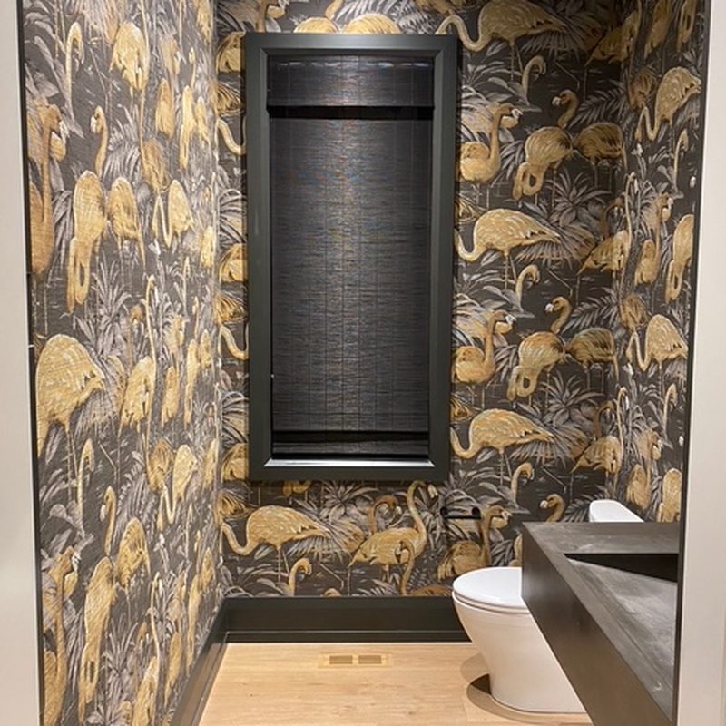 Okotoks leopard foliage wallpaper installation feature wall