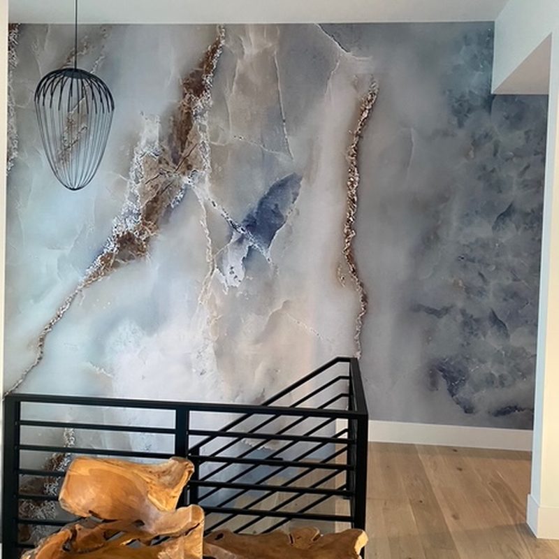 Lake Country agate marble mural wallpaper installation