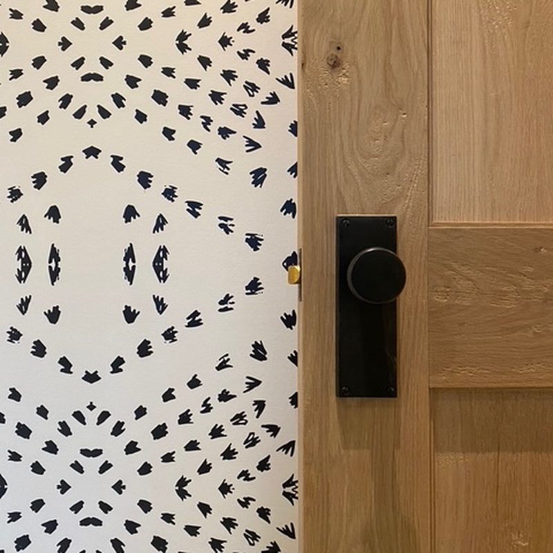 Penticton modern pattern wallpaper installation in an entryway