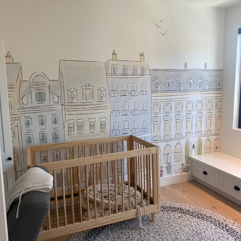 Surrey paris streetscape mural installation nursery