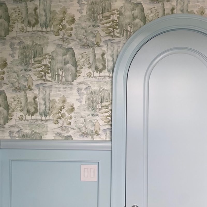 Vancouver willow toile wallpaper installation traditional nursery