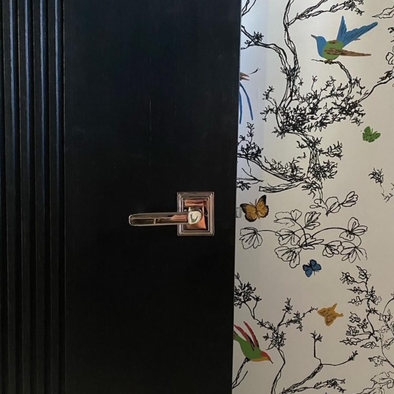 West Vancouver hummingbird wallpaper installation modern door